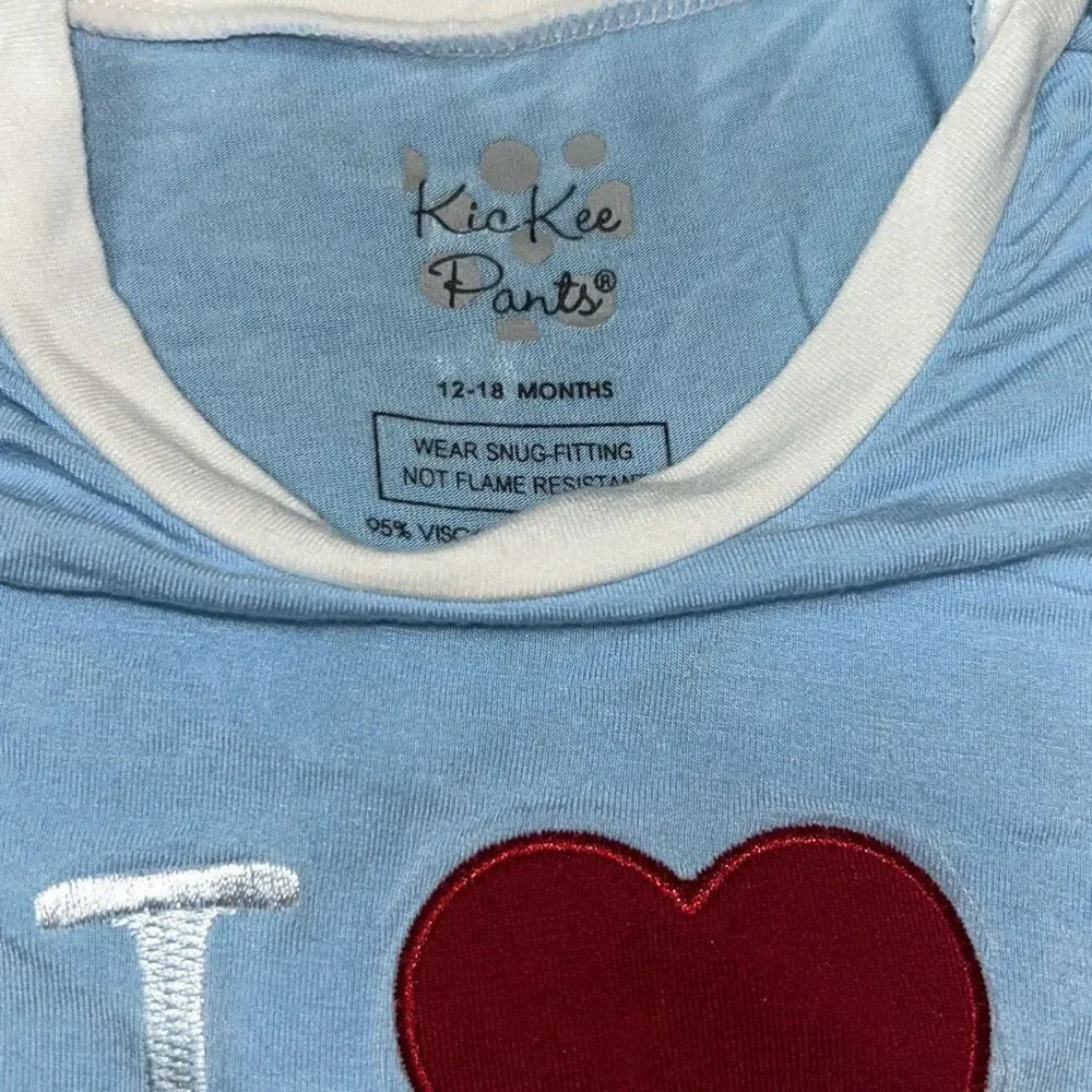 Kickee pants pajama set I love mom sz 12/18